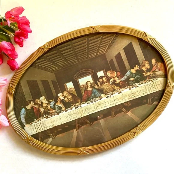 Last Supper Leonardo DaVinci Framed Oval Print - Picture 1 of 7